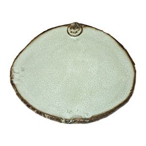Earthborn Pottery Footed Serving Plate Handmade Southern Clay Light Green 8 Inch